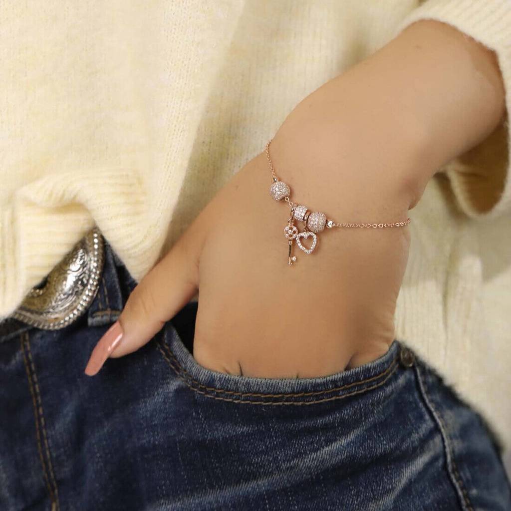 Key To The Heart 925 Silver Bracelet : BR-80010