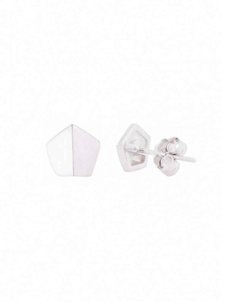 Kicky And Perky 925 Sterling Silver Mop Silver Stud Earring : VSILIJE026_S