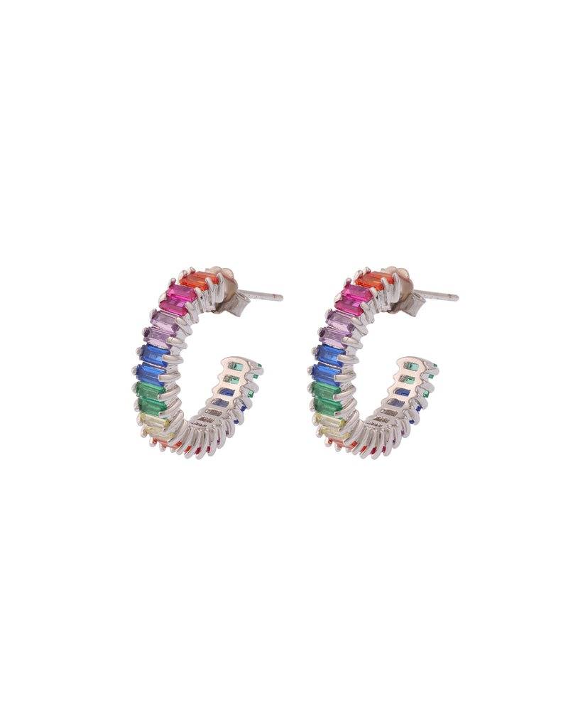 Trendy Multicolor Stone Studded Stylish Hoop Earring : ER-40030-R