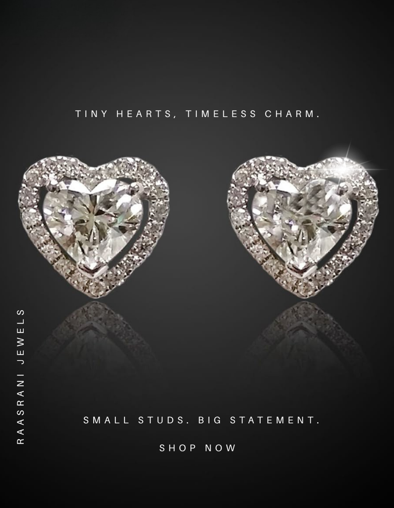 Silver Heart Stud Earrings Â Rhodium Plated, Anti-Tarnish, Hypoallergenic, Premium Ad Stones (Stainless Steel) : ATE545SHS
