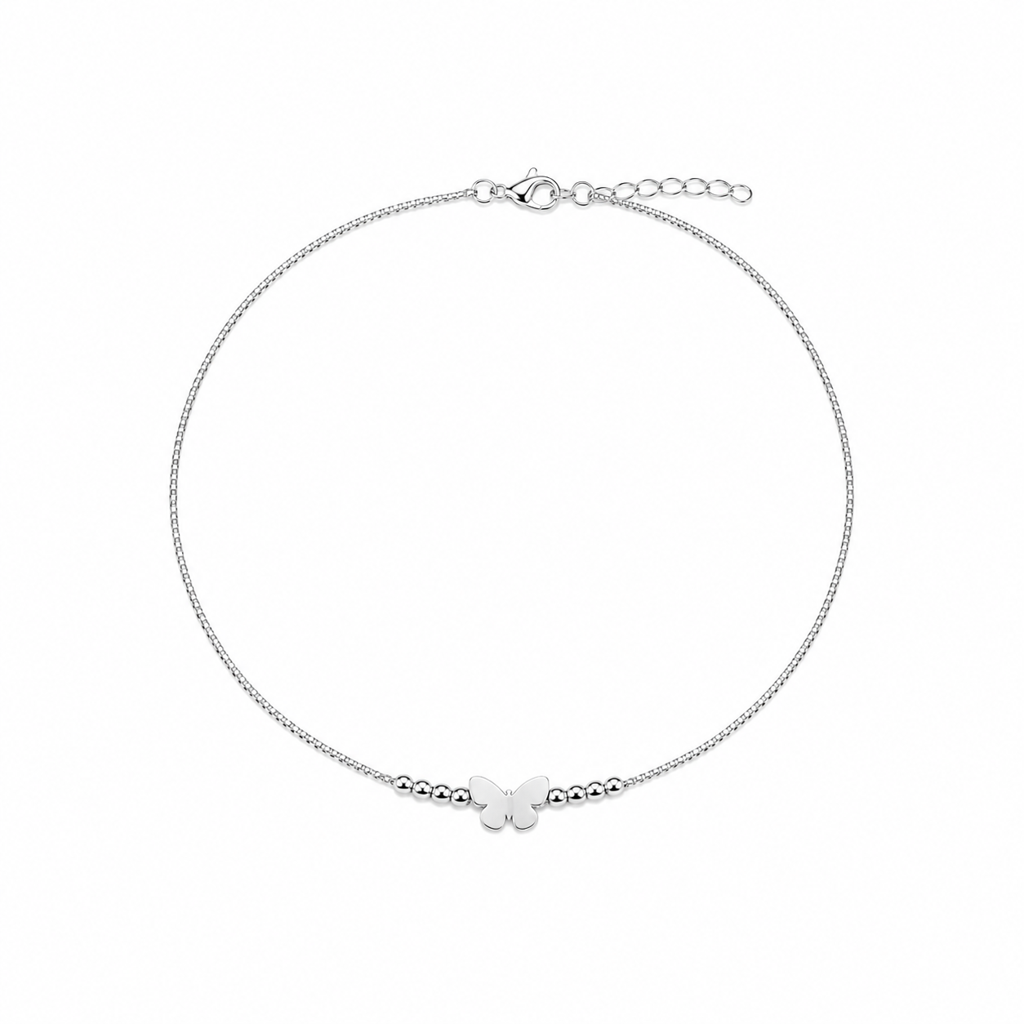 Silver Butterfly - Charm Anklet : AN03735