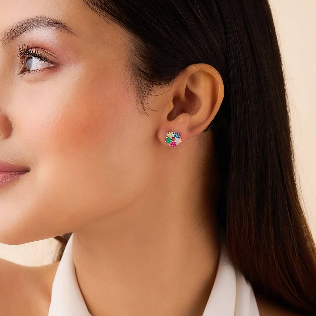 Where Colors Bloom Stud Earrings : EAR-21018-R