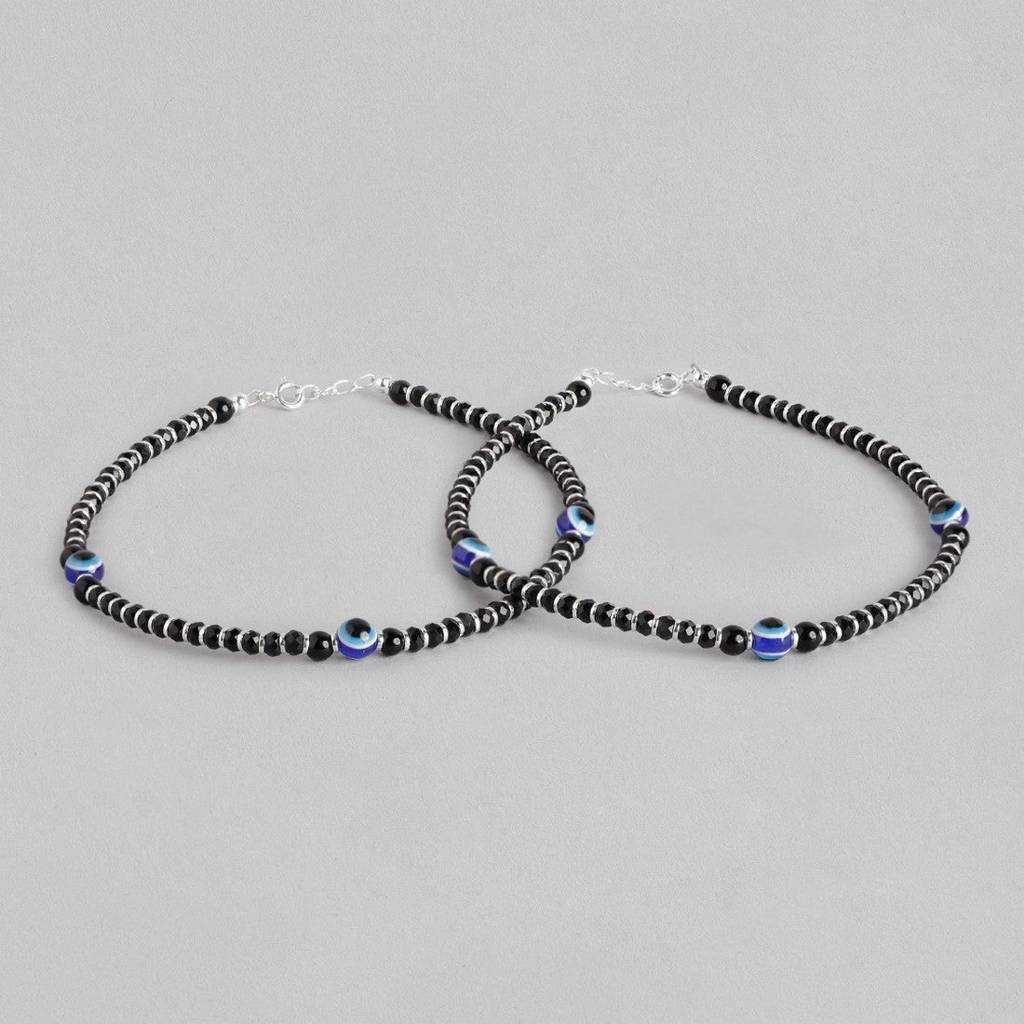 Stylish Evil Eye 925 Sterling Silver Anklet : ANK-60075-PAIR