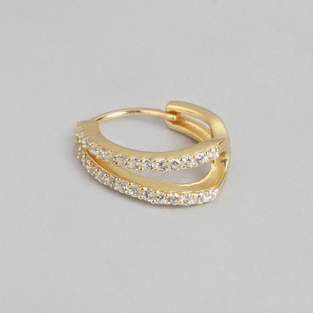 Golden Loops Classic 925 Sterling Silver Hoop Earrings With Gold Plating : EAR-20414