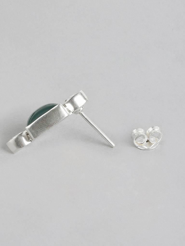 92.5 Silver Serene Green Onyx Stud Earrings : 92.5 Silver Serene Green Onyx Stud Earrings : 92.5 Silver Serene Green Ony