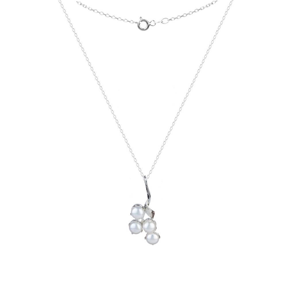 925 Sterling Silver Pearl Pendant With 18 Inch Chain Handmade Gemstone Necklace For Women Elegant Jewelry Gift : FU-1078