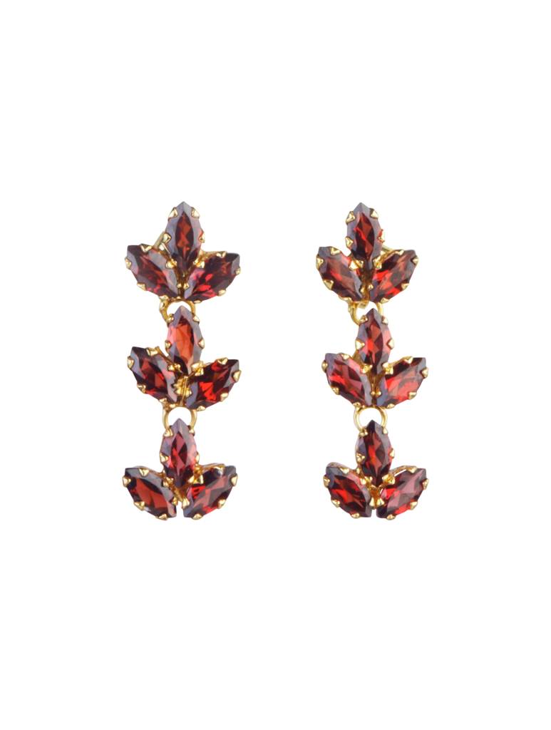 925 Sterling Silver Gold Plated Garnet Earrings For Women - Gemstone Earrings | Handmade Jewelry | Elegant Daily Wea : FU-003G