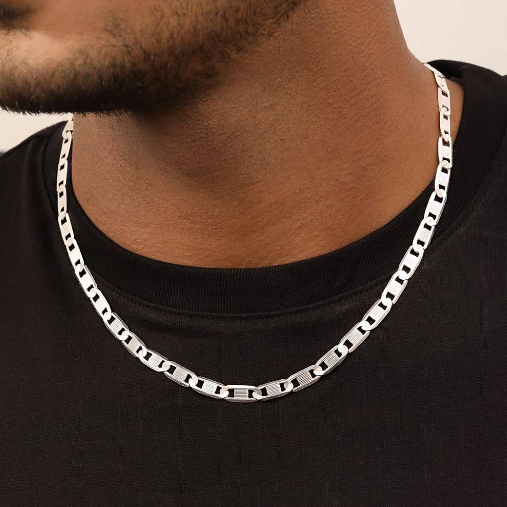 Sophisticated 925 Sterling Silver Men'S Chain With Rhodium Plating : M-CH-10067-20-6-S