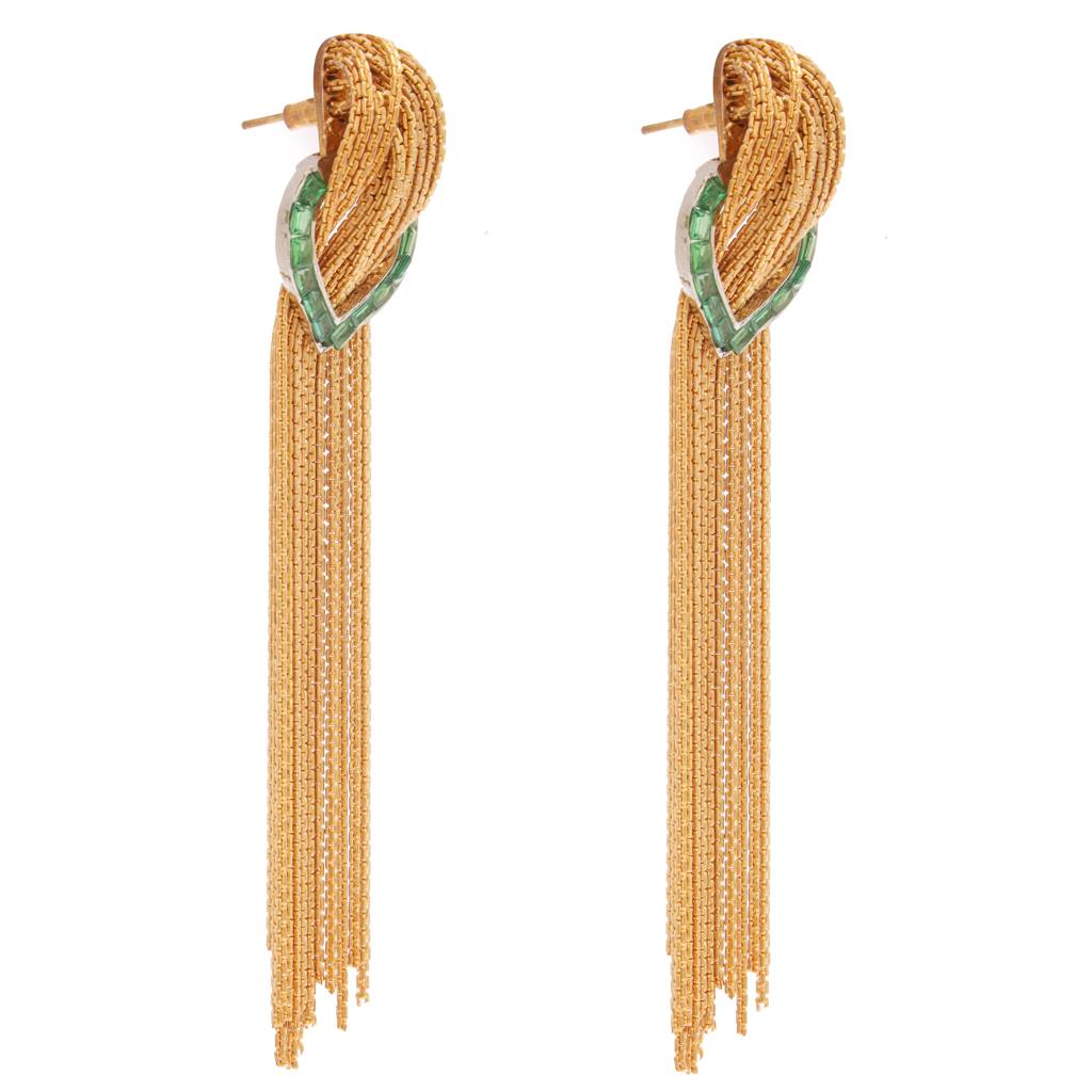 Cascade Earrings (Green Stone) : CC-1001
