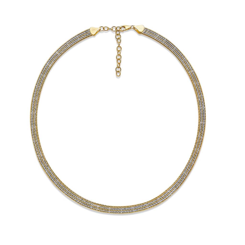 Radiant Layered Dual-Plated 925 Sterling Silver Necklace : NL-30254-GR