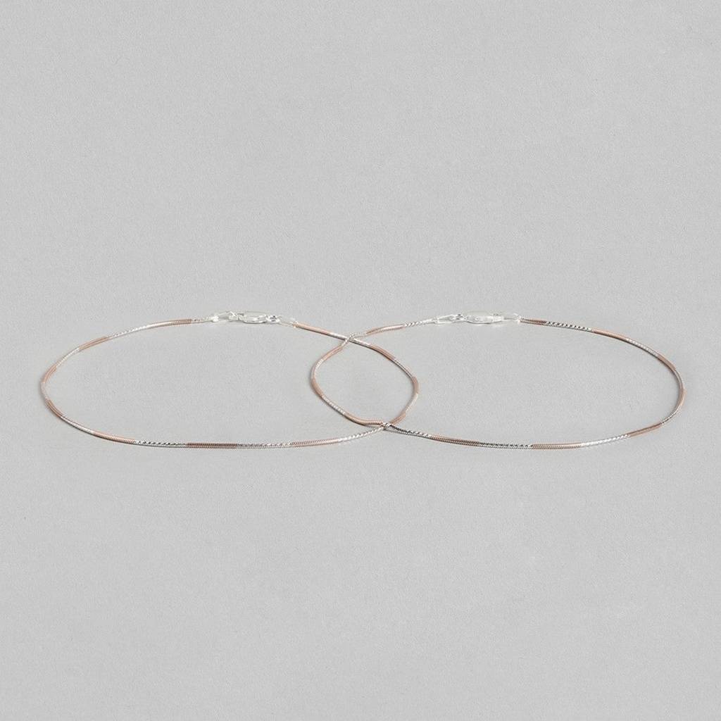 Sleeky Dual Toned 925 Sterling Silver Anklet : ANK-60067-PAIR