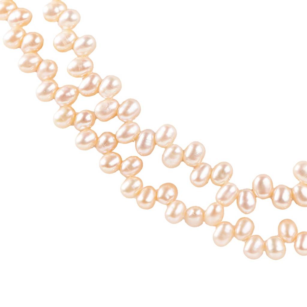 Double Freshwater Pearl Cleopatra Necklace In Orange (Small) : NCK-DBL-CLEO-ORG-PRL-S