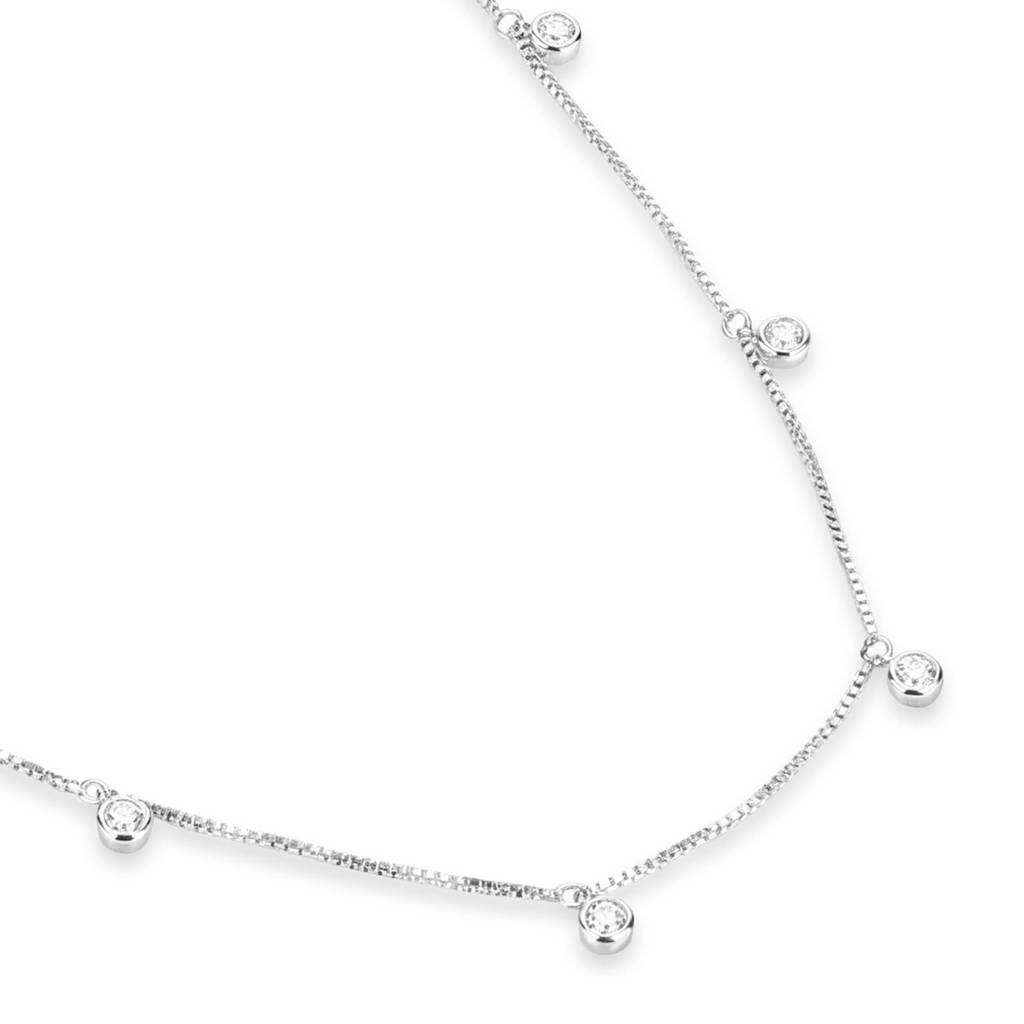 Stardust Line Rhodium Plated 925 Sterling Silver Waist Chain : WC-10017-R-40-INCH