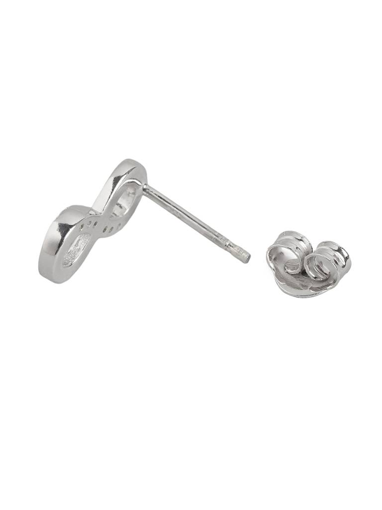 925 Sterling Silver Rhodium Plated Cz Infinity Petite Stud Earring : SILE593