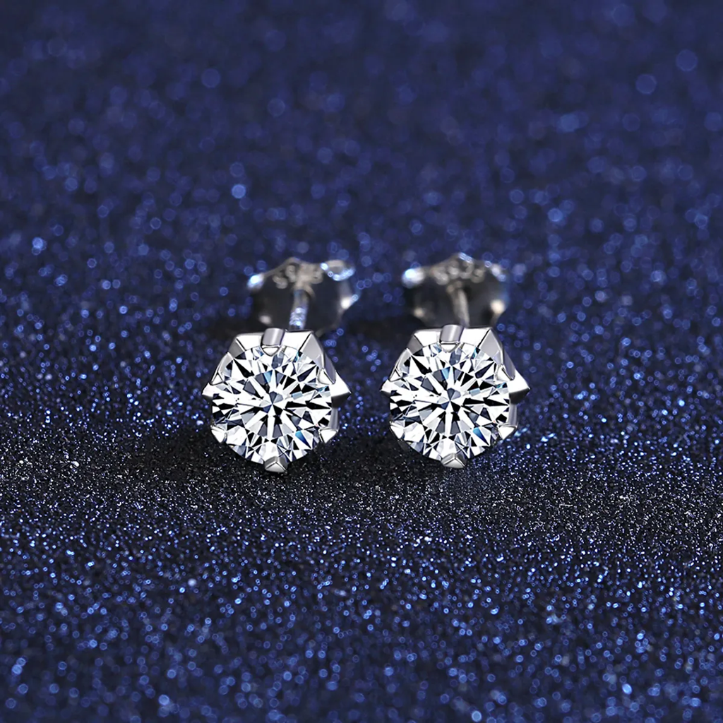 1 Ct / Pair Starburst Spark Moissanite Stud Earrings; Gra Certified; D Vvs1 : StarburstSpark_1ct