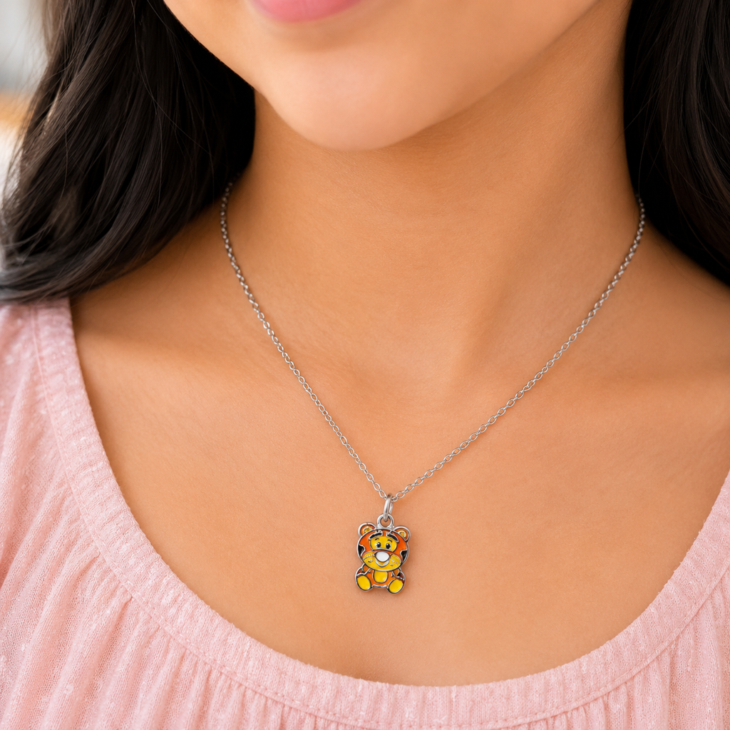 925 Silver Tiny Tiger Kids Necklace : PH05965