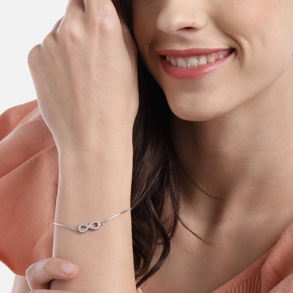 Silver Minimal Infinity 925 Silver Bracelet : BR-80073