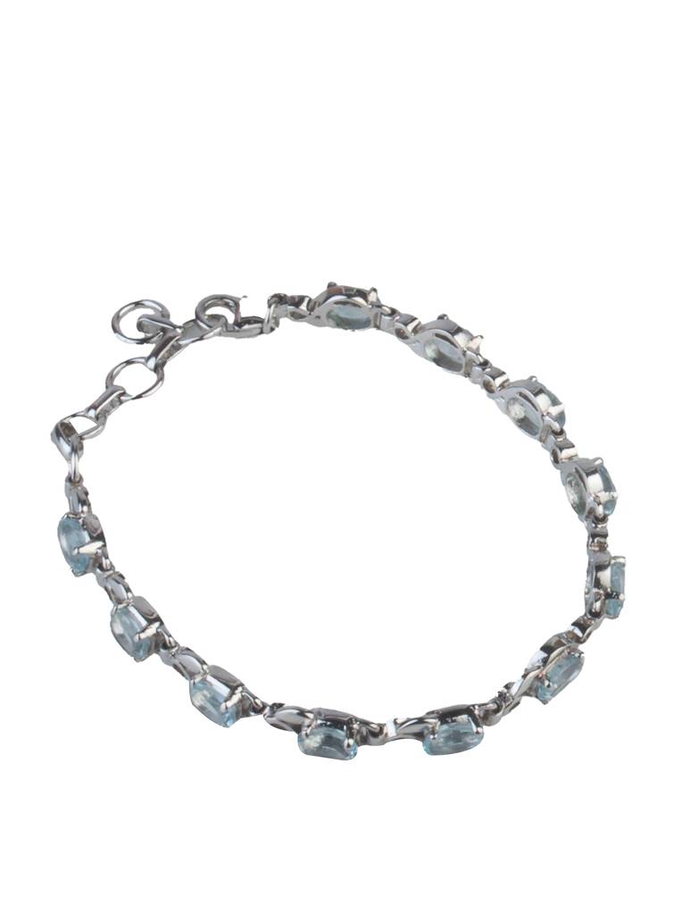 925 Sterling Silver Blue Topaz Bracelet For Women Handmade Gemstone Bracelet Elegant Jewelry Gift For Her : FU-1020
