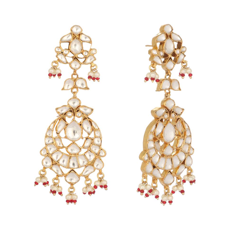 22K Gold Plated Serenoor Pearl Chandbali Earrings : YI24A0469E