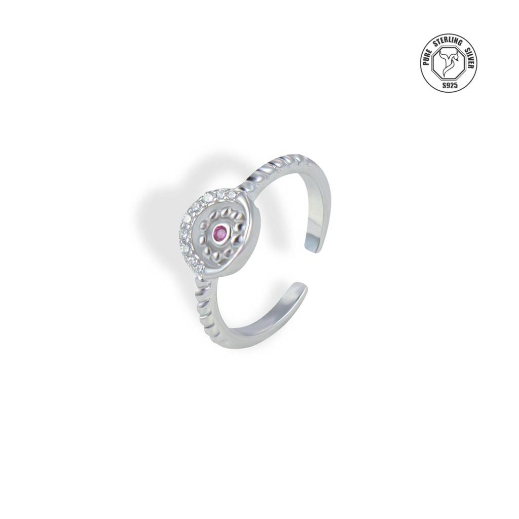 Sparkling Floral Silver Toe Rings : TRTOBJX0003