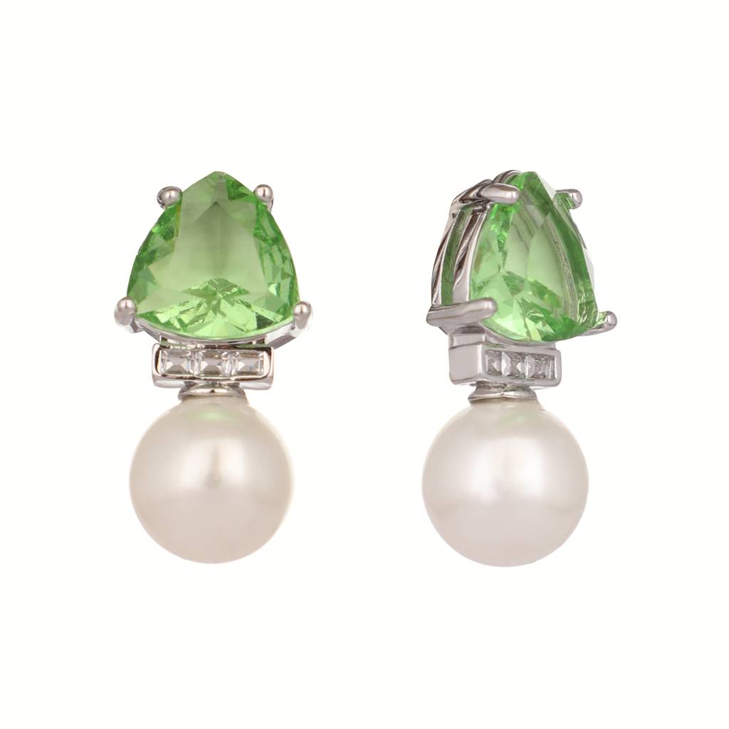 Green Emerald Elegance Anti Tarnish Studs : YI24A0294E