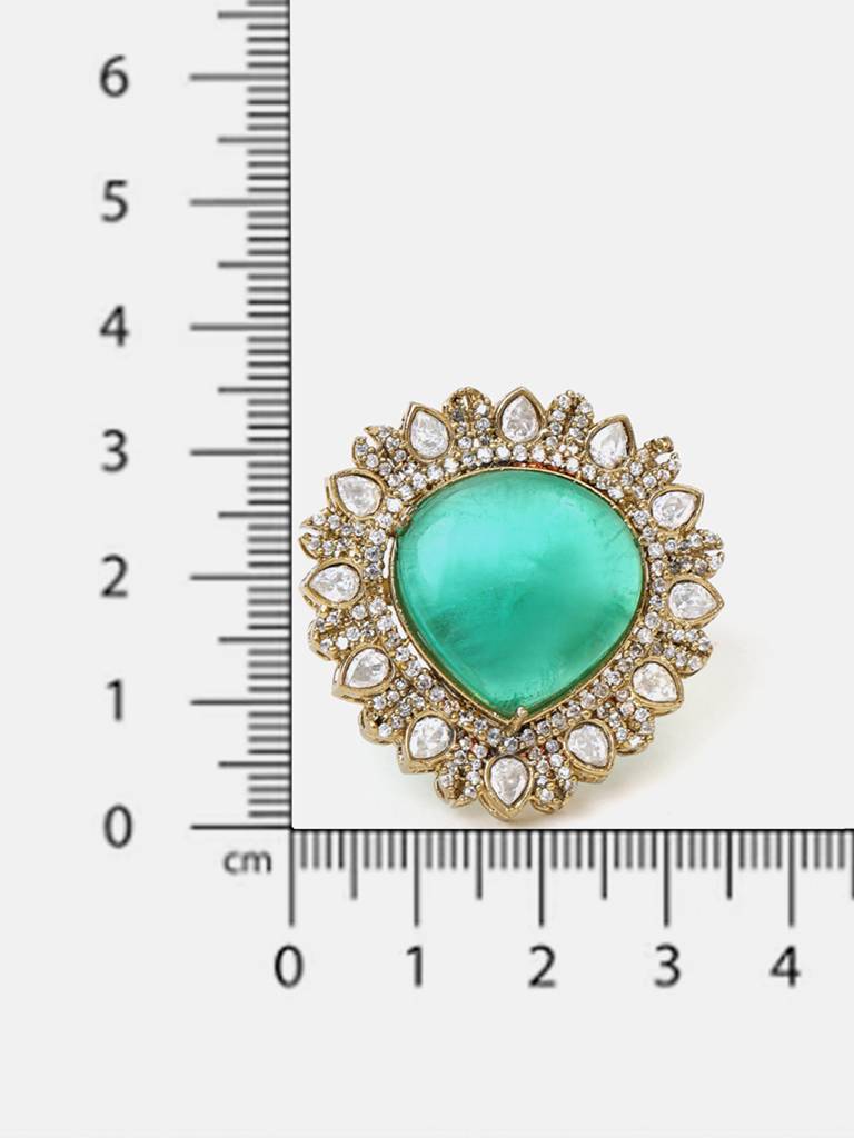 Teardrop Green Stone Ring : RRJAN26-02