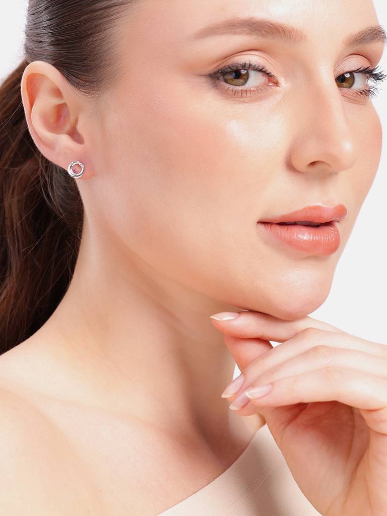 Silver Blush Orbit Studs : WER00057
