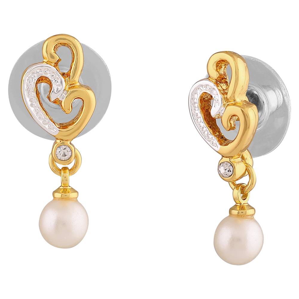 Estele Gold And Rhodium Plated Cloud Designer Earrings With Pearl For Girls And Women : 8548-ERER