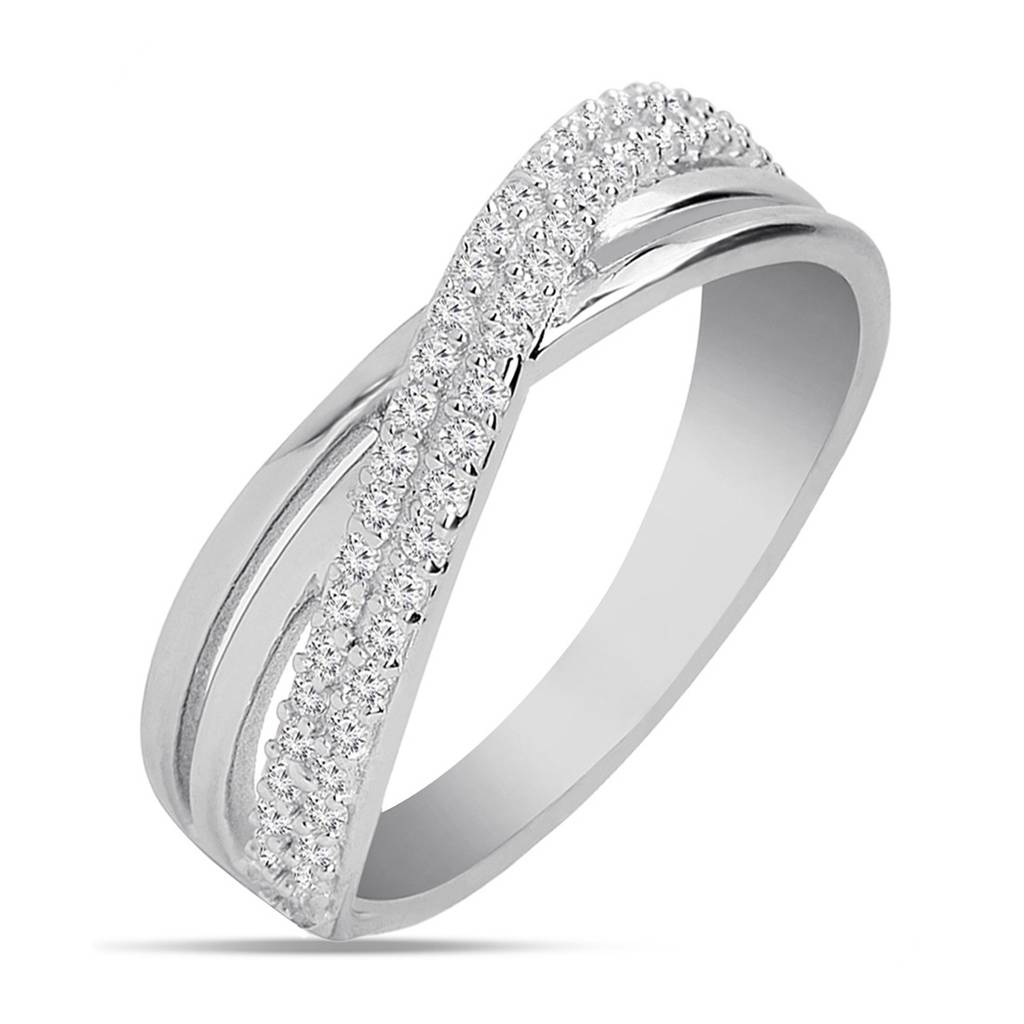 Divine Cross Rhodium Plated 925 Sterling Silver Women'S Ring : RNG-40317-6-R