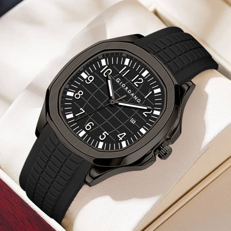 Giordano Precision And Comfort Analog Watch For Men With Textured Dial & Trendy Silicone Band - Gz-50118 : GZ-50118-01