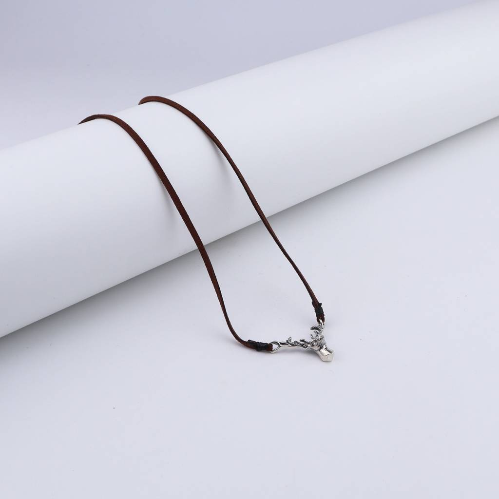 Silver Deer Pendant With Suede Cord (Unisex) : Silver_Deer_pendant_with_Suede_cord_(Unisex)_Sept25
