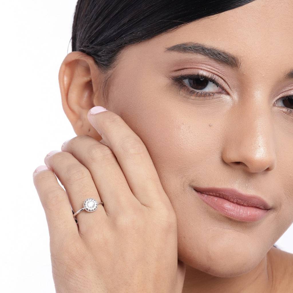 Solitaire Cz Studded 925 Sterling Silver Ring (Adjustable) : RNG-40071