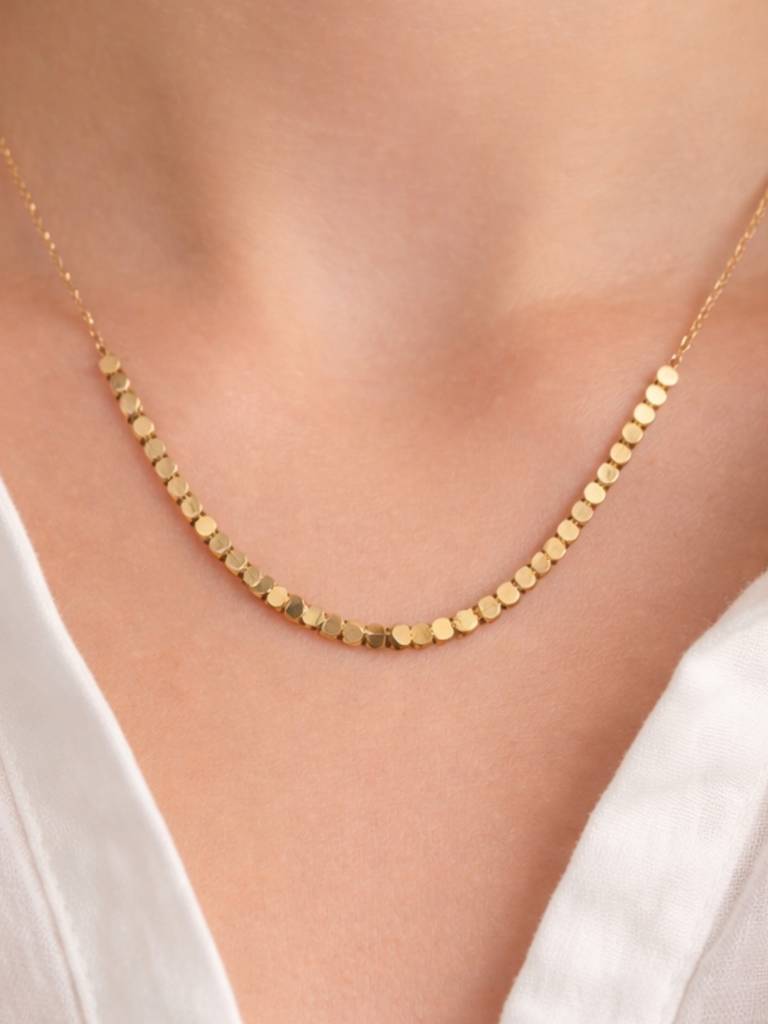 Quad Beads Chain Necklace – 18K Gold Plated Anti-Tarnish Neckpiece : ATC726QBC