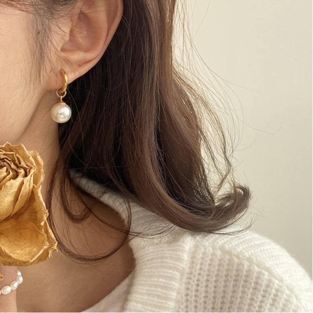 Ring Pearl Hoop Earring : ER_SS_RingPrl_Gld