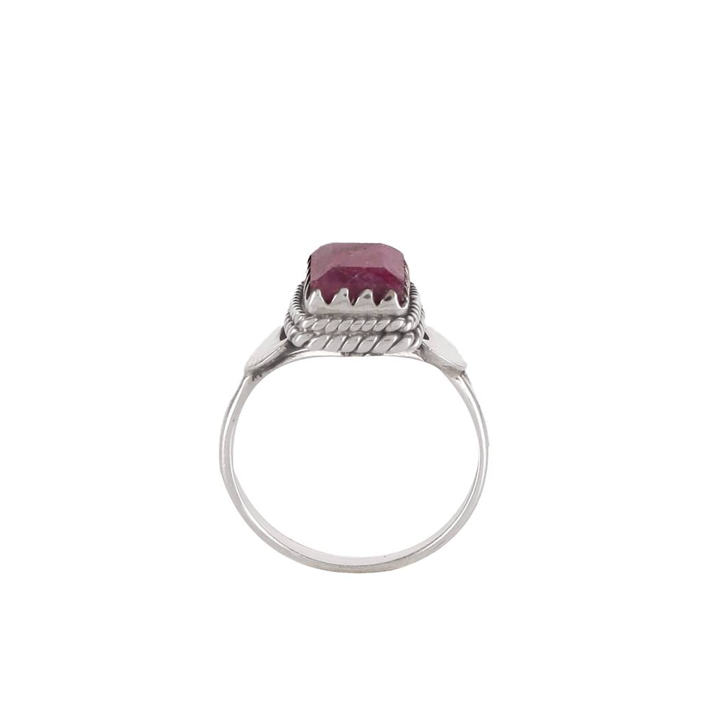 925 Sterling Silver Ruby Ring For Women | Authentic Silver Jewelry | Handcrafted Elegant Gift : FU-0843