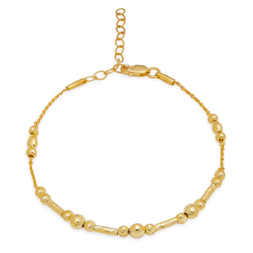 Gleaming Serenity Beads Gold Plating 925 Sterling Silver Bracelet : BR-80315-G
