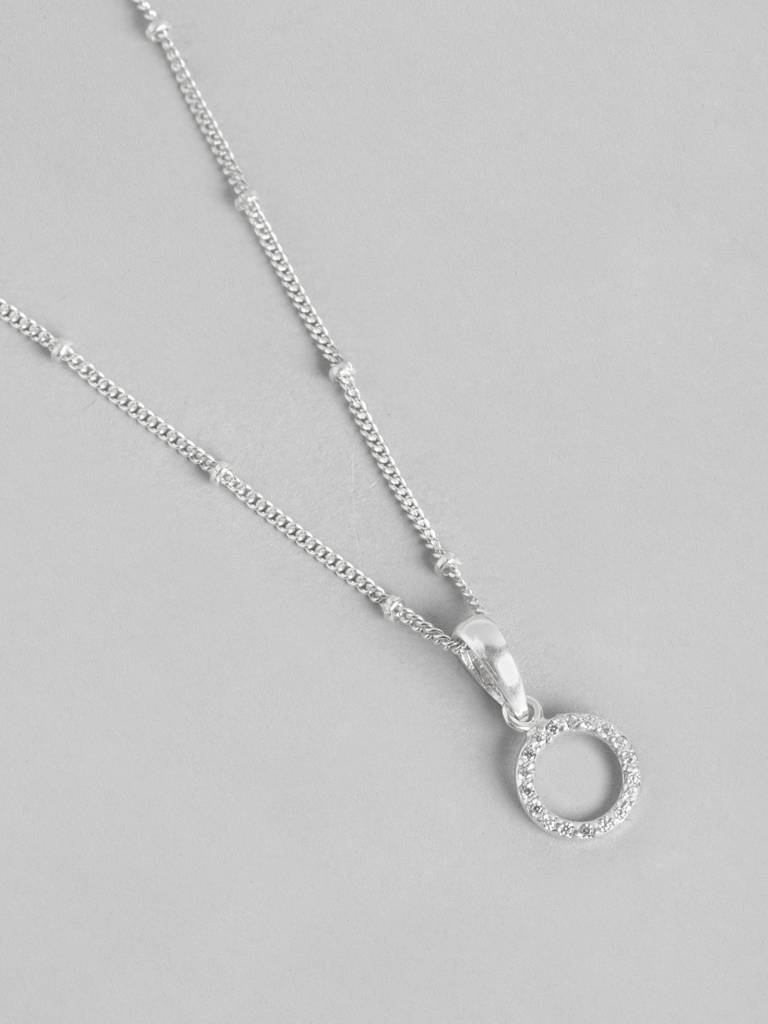 92.5 Silver White Zircon Loop Necklace : U100SG005MY047