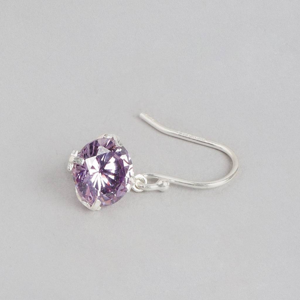 Whispering Elegance Silver Dangle Earrings Adorned With Cubic Zirconia : EAR-20391