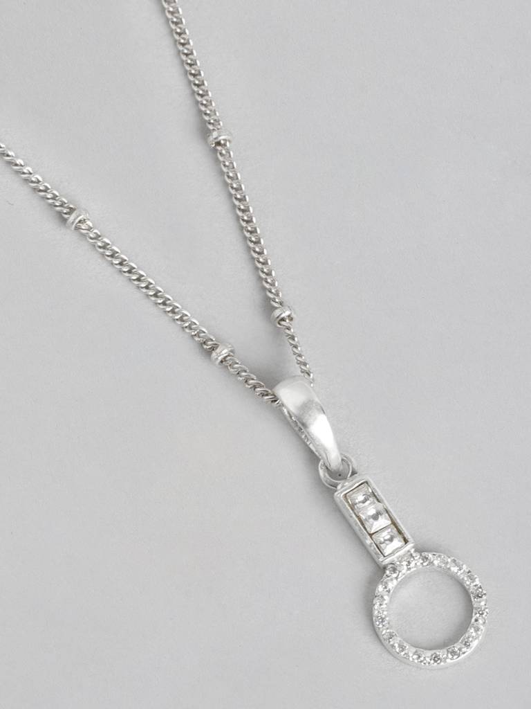 92.5 Silver Round Zircon Necklace : U100SG005MY048