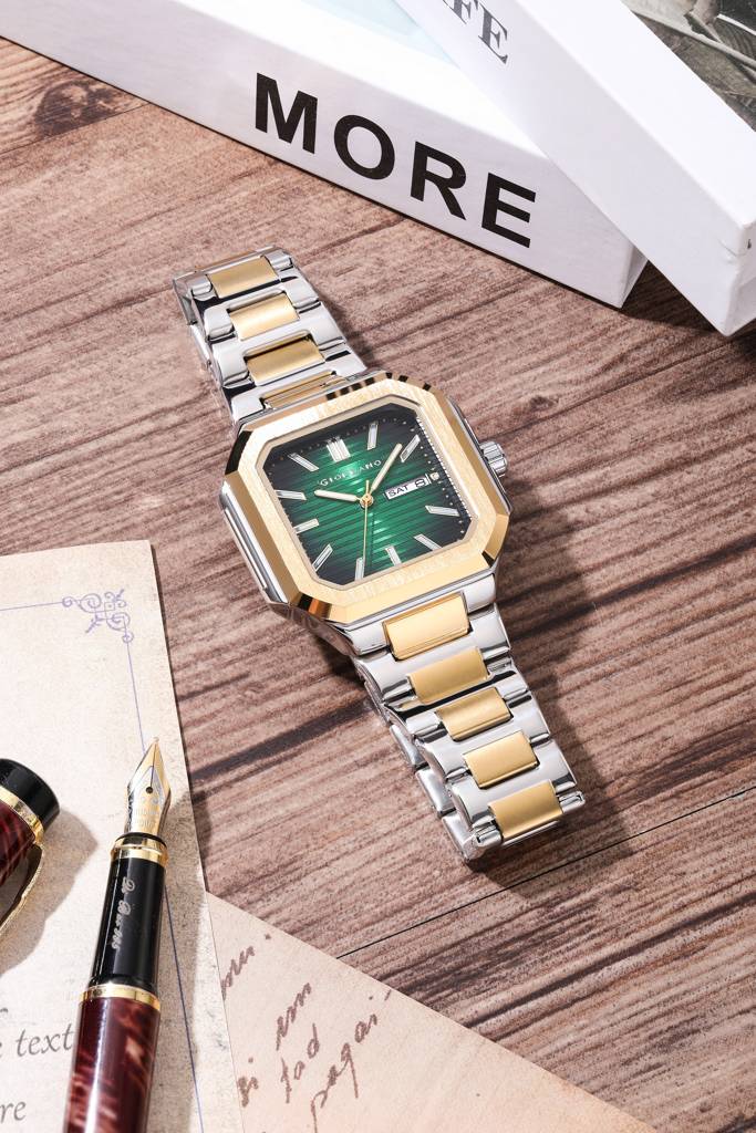 Giordano Square Formal Watch For Men – Textured Dial,Day & Date Display And Stylish Stainless Steel Strap : GZ-50140-44