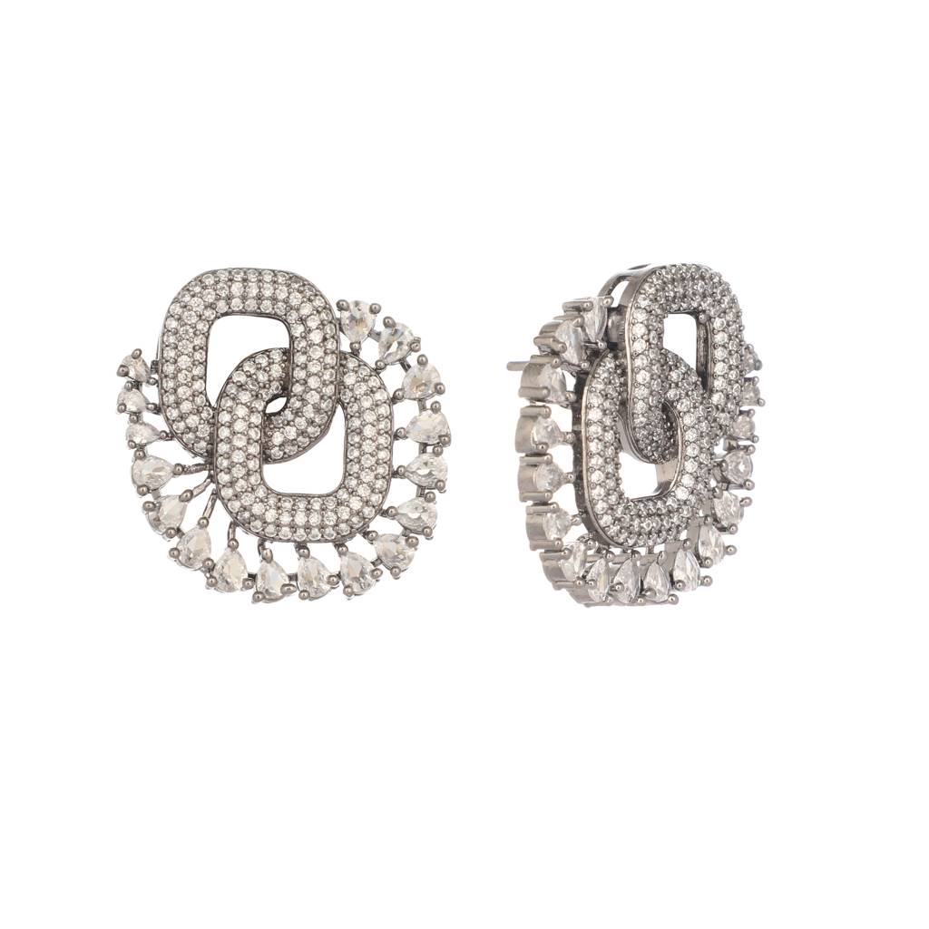 Zircon Glam Knot Stud Earrings : YI24A0458E