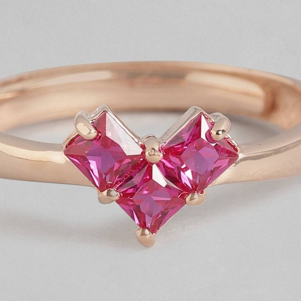 Ruby Heart Rose-Gold Plated 925 Sterling Silver Ring For Women (Onesize) : RNG-40127