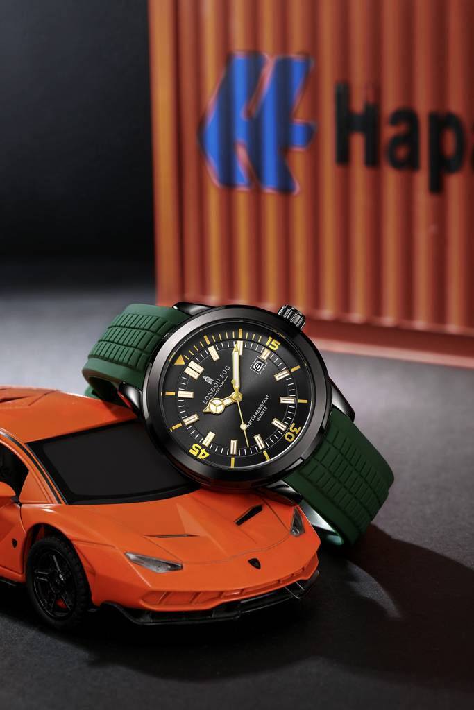 Duke Collection Analog Quartz Watch For Men With Silicone Strap, Round Metal Case, Date Display, Luminous Hands  : LFM10005-05