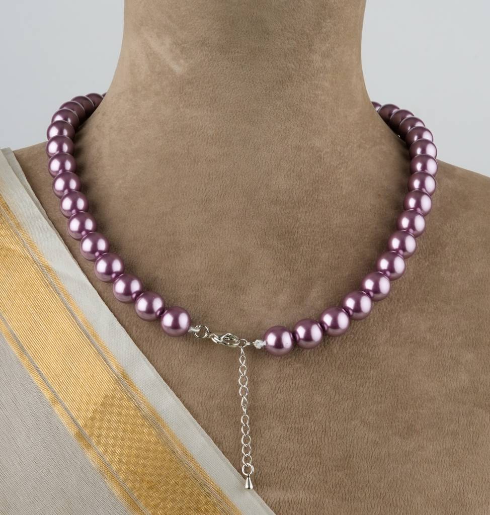 Raspberry Pink Pearls Necklace Set : PRMBS04