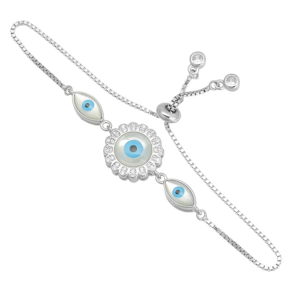 Sterling Silver Evil Eye Protection Bracelet : BRS049