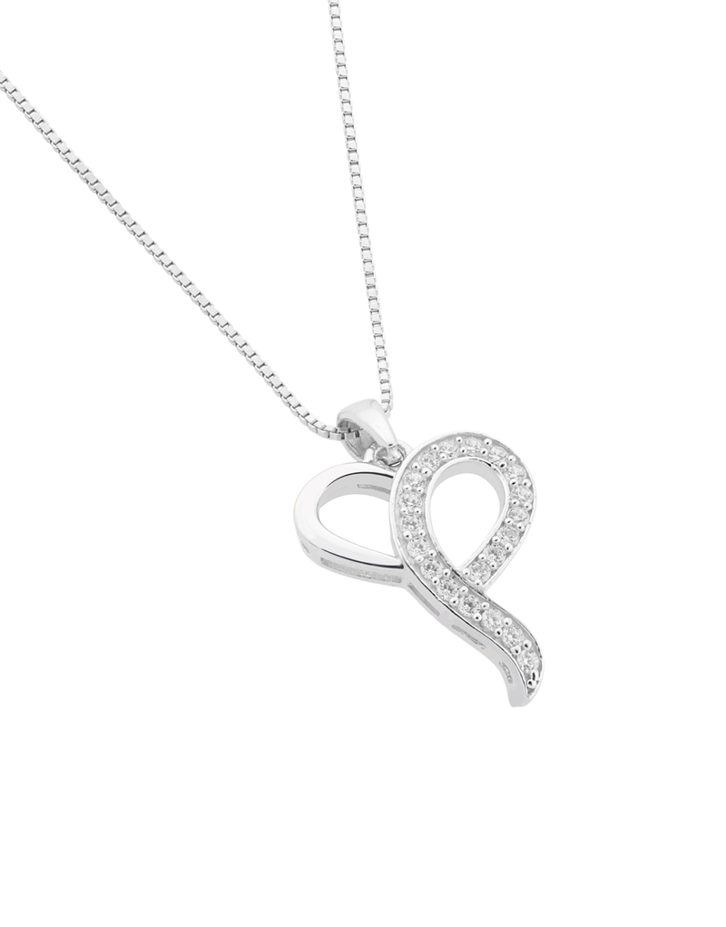 Stylish Abstract Love Shape Cz Stone Pendant With Matching Earrings : JS-10008-R