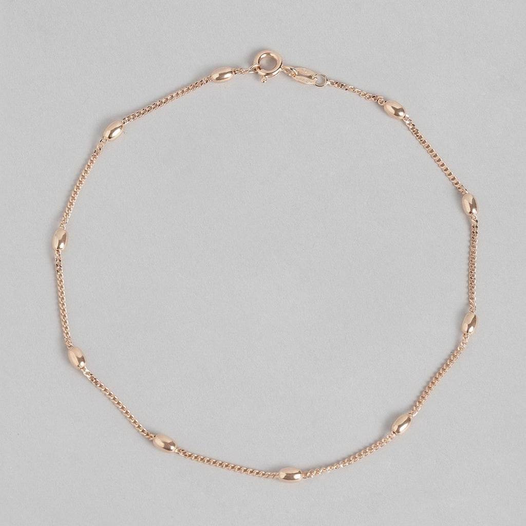 Rose Gold Beaded 925 Sterling Silver Anklet : ANK-60022-PAIR
