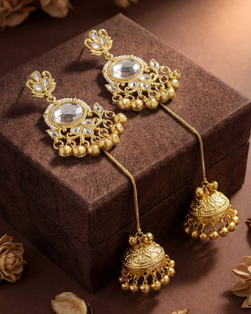 Gold Plated Brass Kashmiri - Jhumka Earrings For Women : KS204