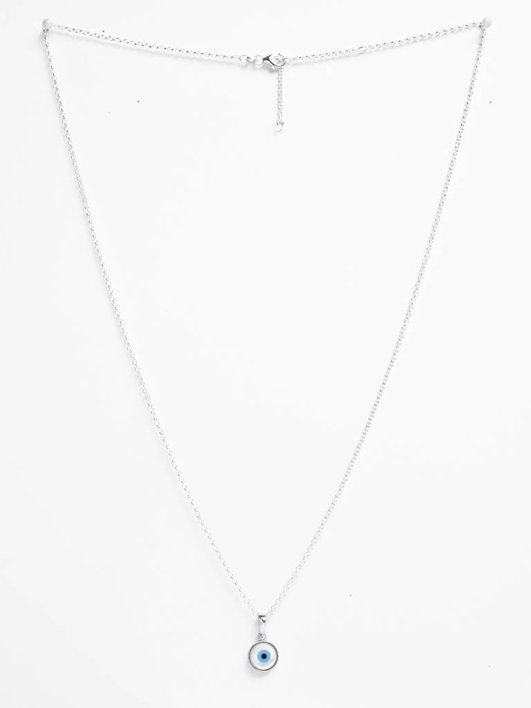 925 Silver Platinum Plated Evil Eye Men Pendant Necklace With Chain Gift For Men & Boys : CSMNP8