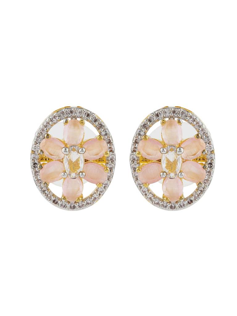 Gold Elegance Rose Petal Halo Stud Earrings : 8905124572803